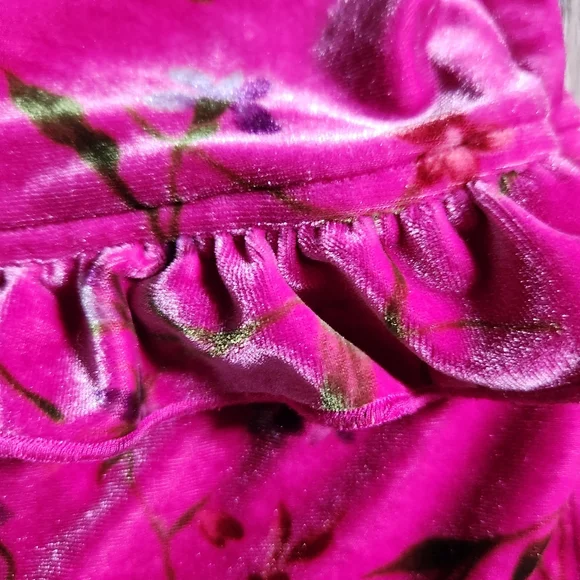 FINAL PRICE Vintage Hanna Andersson Pink Velour Floral Romper Ruffle 6-12mo/70cm - Picture 10 of 12